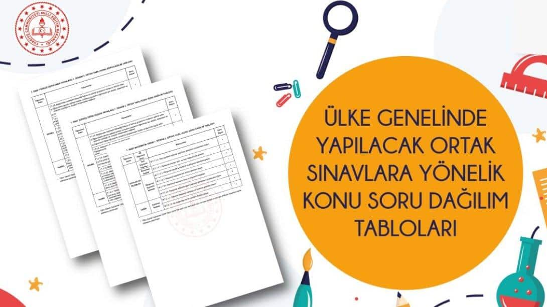 ÜLKE GENELİNDE 7. SINIFLAR İÇİN YAPILACAK ORTAK SINAVLARA YÖNELİK KONU SORU DAĞILIM TABLOLARI YAYIMLANDI